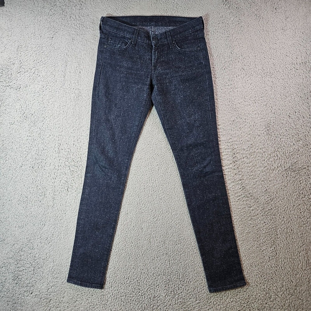 7 For All Mankind Jeans Women 24 Givenevere Zip Fly Skinny Darkwash with Dot
